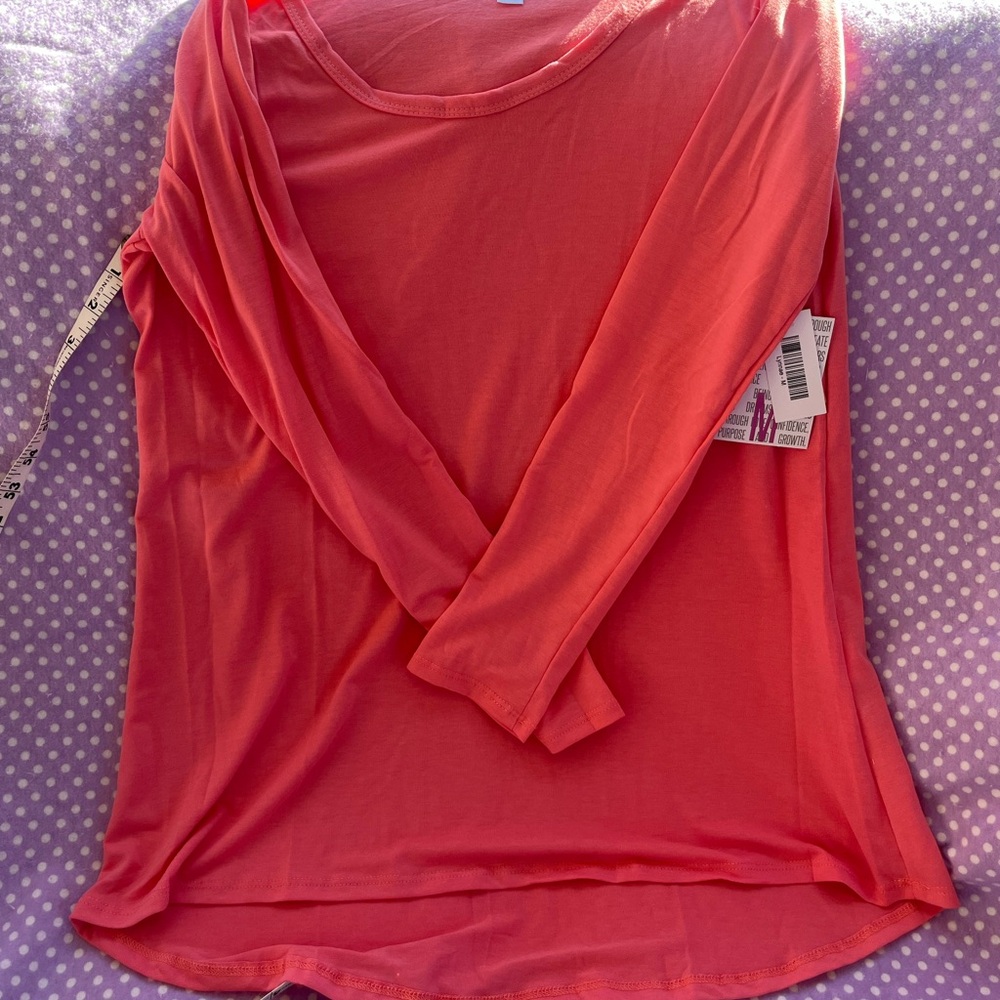LuLaRoe Vibrant Coral Long Sleeve Top